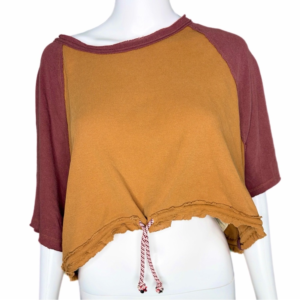 Free People We The Free Colorblock Crop Top Oversized Bohemian Grunge Lagenlook